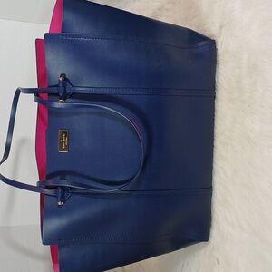 Kate Spade Arbour Hill Elodie Navy Blue Tote with Pink/Fuchsia  Interior